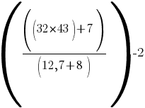 (((32*43)+7)/(12,7+8))-2